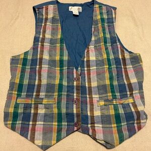Cute vintage madras plaid vest size Medium